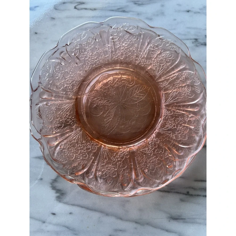 Lot Of 4 Pink Depression Glass Bowl Lot Jeanette Cherry‎ Blossom Saucer